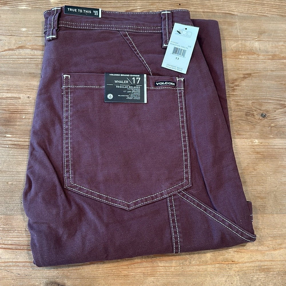 VOLCOM WHALER UTIL TWILL PN NEW WITH TAG SIZE 33 Regular Relaxed fit